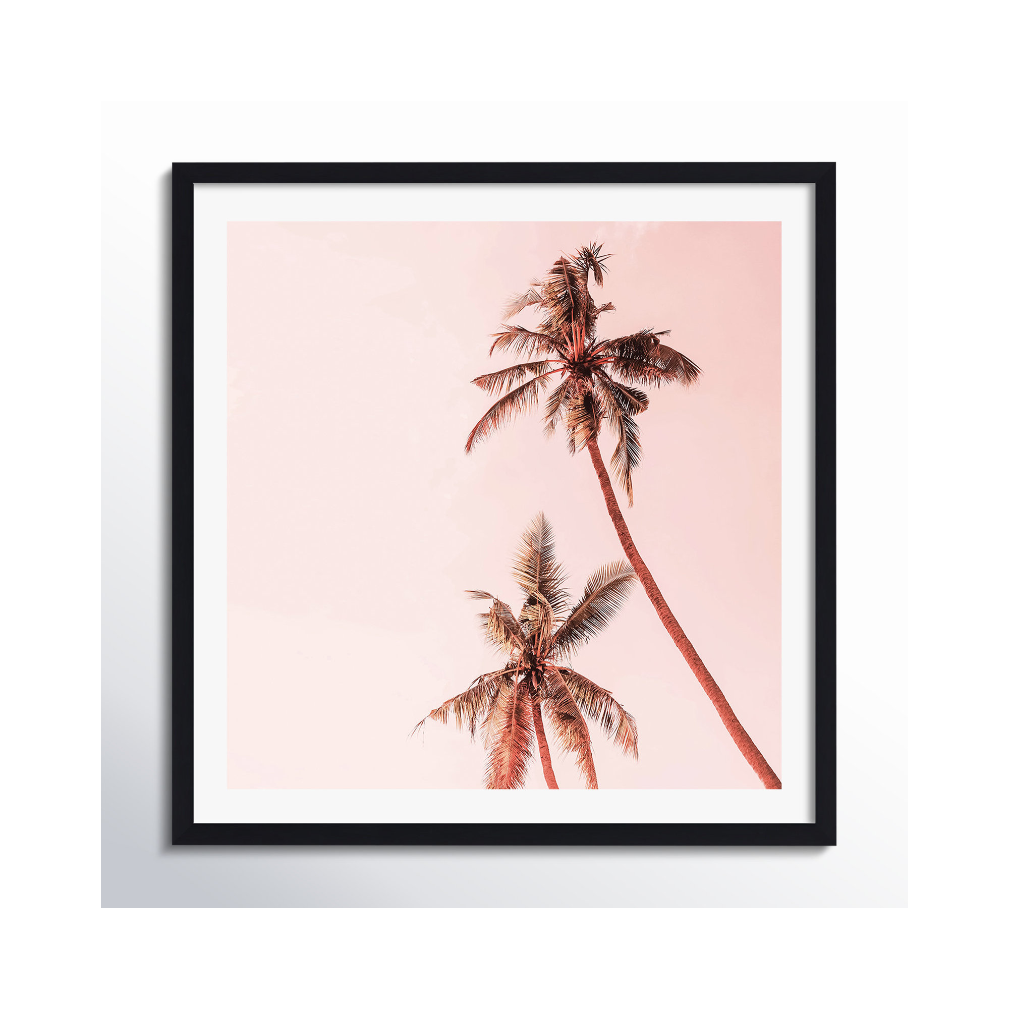 Sunset Palm Trees by Gale Switzer, 12" H x 12" W x 0.75" D, Yes, Black Single Picture Framed