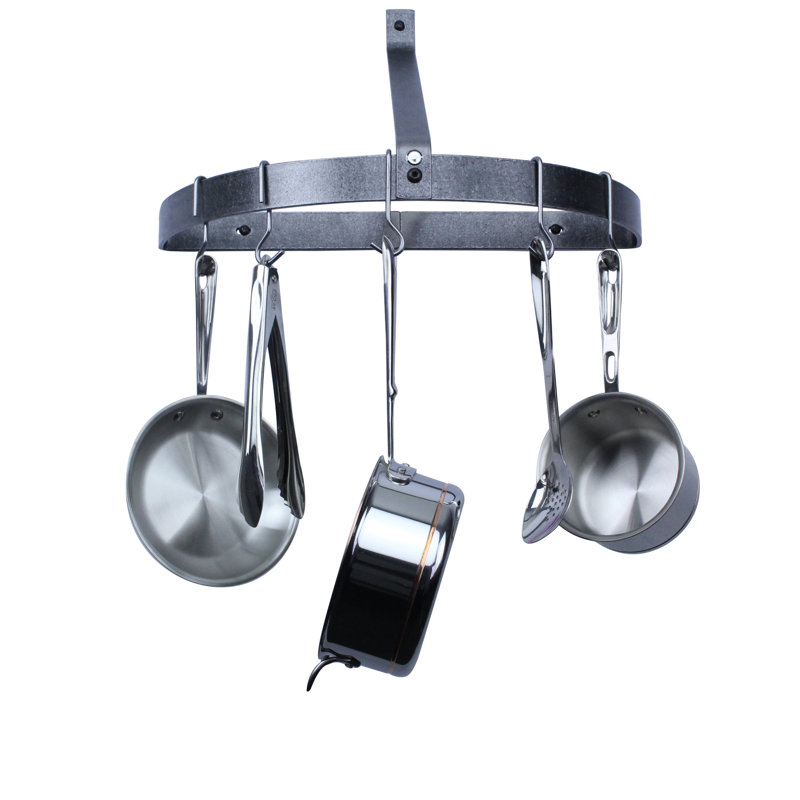 Premier Handcrafted Hanging Pot Rack, Hammered Steel