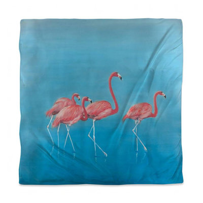 Four Flamingos Blue Duvet Cover - Bird Decor for Home Bedding