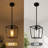 1-Light Black Lantern Pendant With Glass Shade