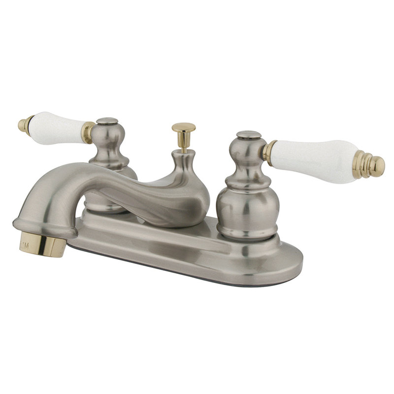 Elizabeth Centerset Bathroom Faucet with Drain Assembly, Brushed Nickel/Polished Brass
