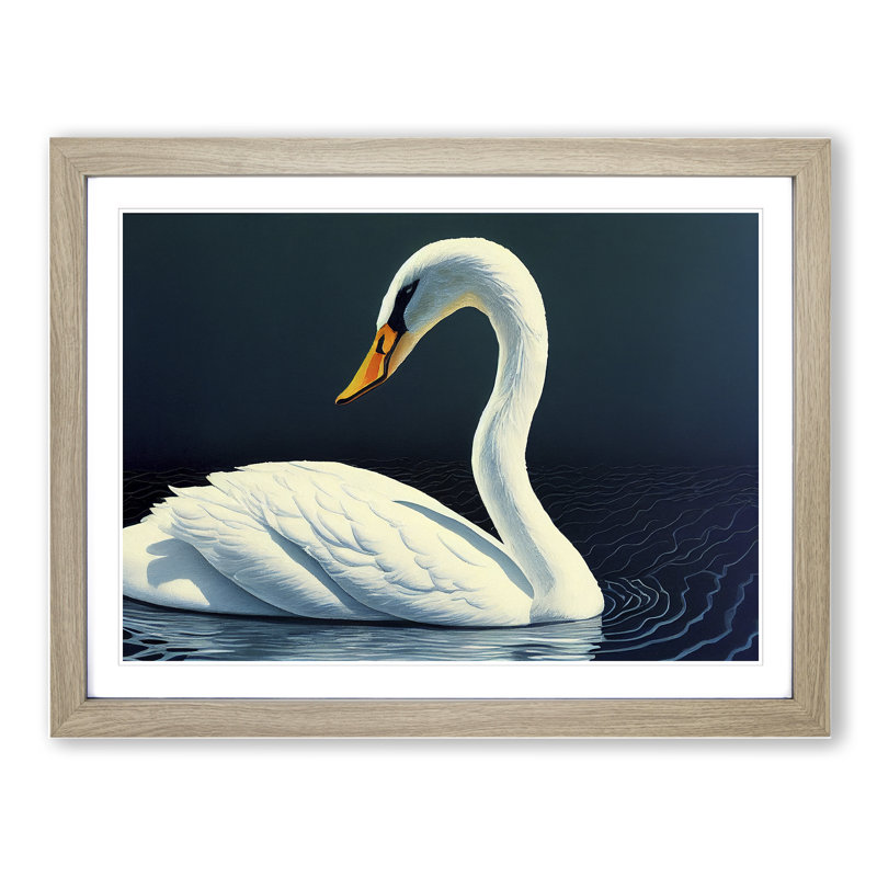 Dazzling Swan - Framed Print, Oak, 34cm H x 46cm W x 2cm D