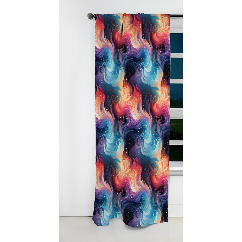 Motif à chevrons bleu et mauve - Rêves célestes à motif floral - 1 panneau, L 52 po x L 108 po