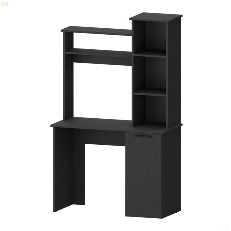 Bureau d'ordinateur à 3 tablettes de rangement, Noir