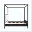 Lit plateforme à baldaquin en bois avec tête de lit tapissier, aucun sommier nécessaire-131125071-131125073