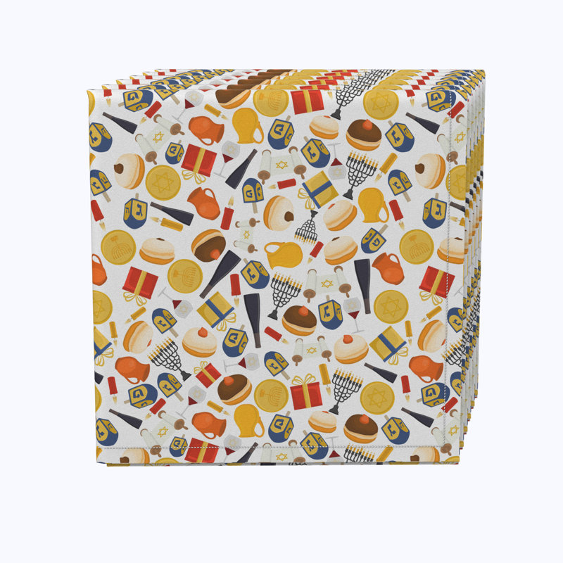 Polyester Geometric Square Napkin, Hanukkah Celebration Essentials