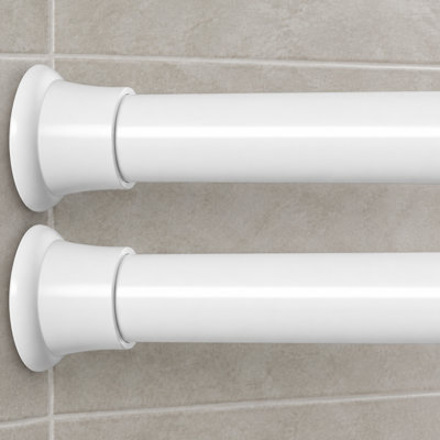 Cet ensemble de 2 tringles à rideaux de douche à ressorts blancs s'ajuste de 31 à 76 pouces et s'installe sans percer; Convient aux salles de bain, aux douches, aux fenêtres, aux placards, aux portes, aux cloisons, aux espaces sous le lavabo, aux espaces de lavage et aux appartements.