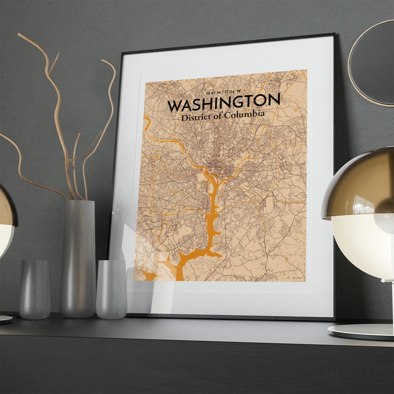 Washington - impression sur toile tendue, Orange / or pâle, 36" H x 24"W