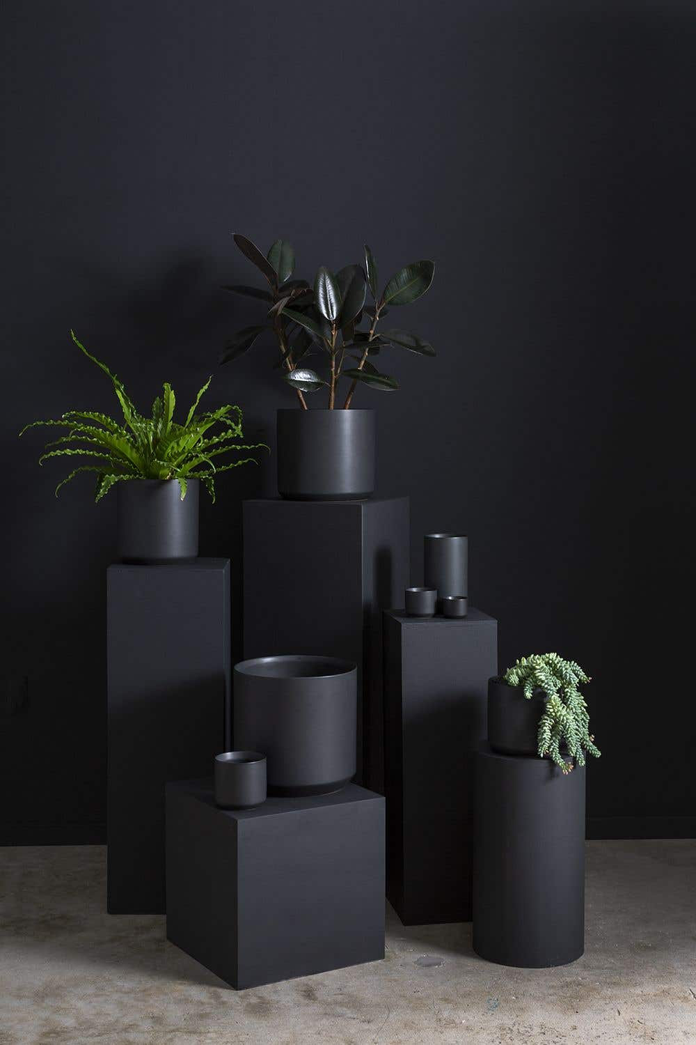 Parsons Ceramic Pot Planter, Black, 6.75" H x 7" W x 7" D