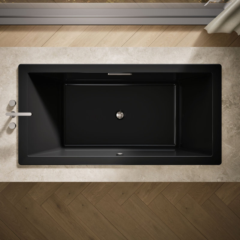 Baignoire de massage à bulles avec drain central 72 "x 36" avec drain central, Gris tonnerre