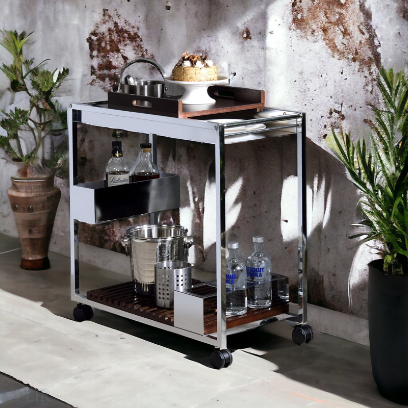 Lisses Chrome Finish Serving Cart