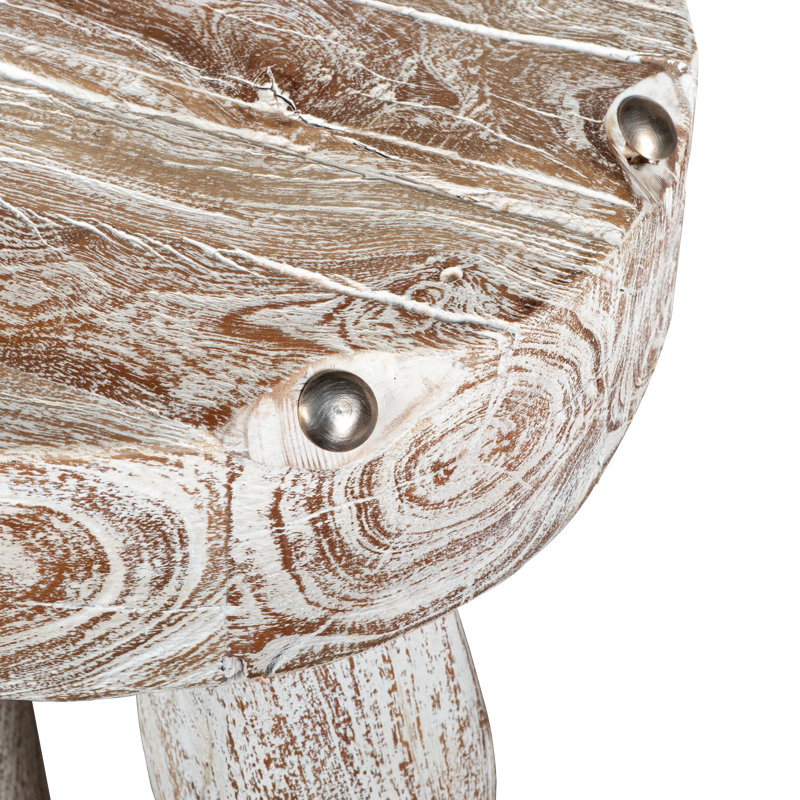 Nordic Driftwood Stool ~ With its weathered whitewash finish and sculptural form, this 100% reclaimed bleached wood stool evokes the raw beauty of coastal driftwood and Scandinavian minimalism.