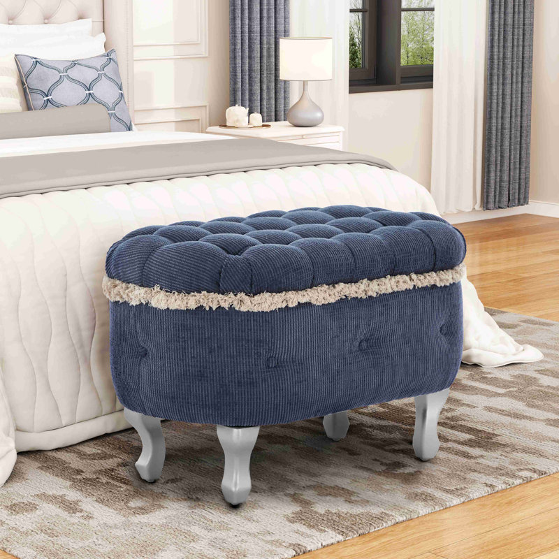 Bancs de rangement, banc de bout de lit avec capitonnage à boutons, repose-pieds de rangement rembourré en tissu, banc de fenêtre avec frange, banc d'armoire à chaussures, banc de pied de lit