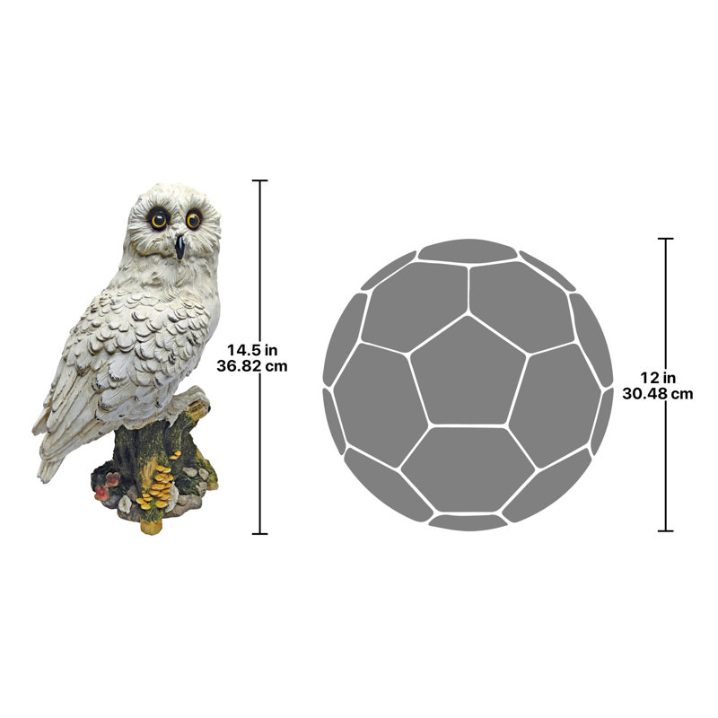 Mystical White and Green Resin Owl Statue