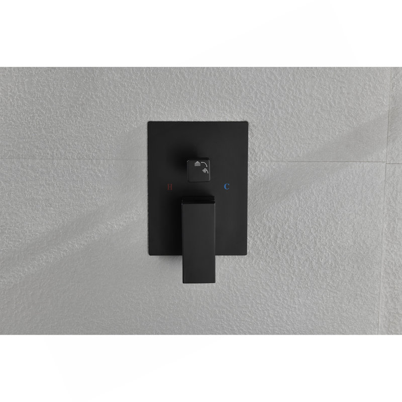 2 Way Outlet Function Solid Brass Shower Diverter Valve Mixer Rough-In Shower Handle Valve Kit Replacement, Matte Black