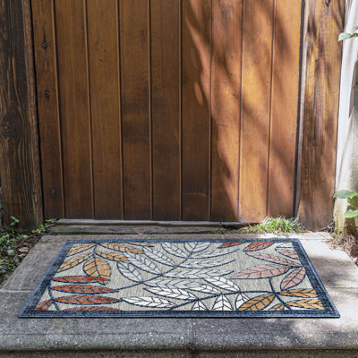 Tapis floral transitionnel gris Gilda