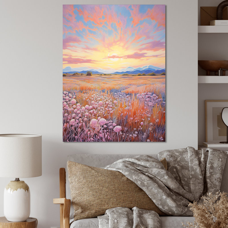 Décoration murale Kawaii Paries Landscape at Sunset II - Prairies, H 32 po x l 24 po x P 1 po, Toile tendue