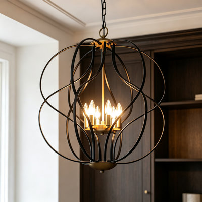 Lustre géométrique en fer forgé Avers 24 po L à 6 lumières