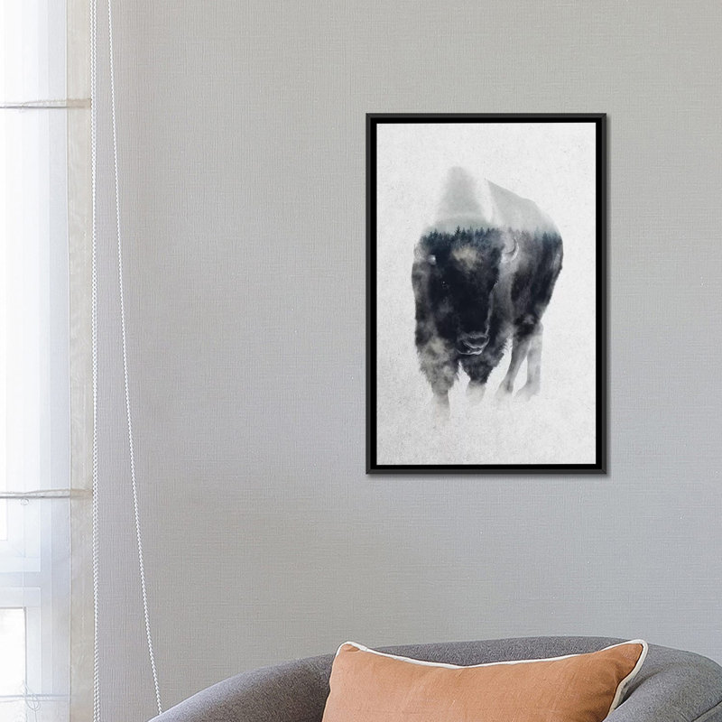«Bison in Mist», reproduction de photo sur toile tendue, H 18 po x l 12 po x P 1,5 po, Toile tendue, Pas de tapis