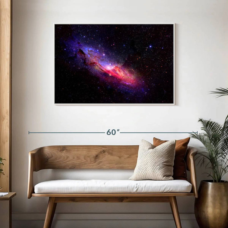Galaxie dans l'espace, Cadre flottant blanc, 43 po x 29 po