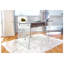 Bureau contemporain en verre avec base en acier inoxydable chromé, plateau trempé transparent pour bureau personnel