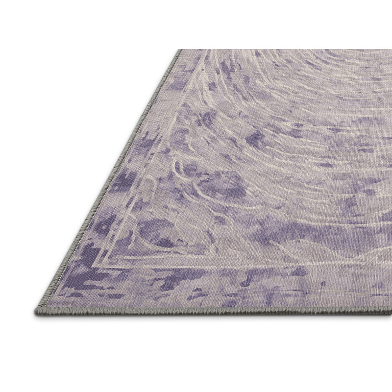 Machine Washable Gray Area Rug, Square 4'