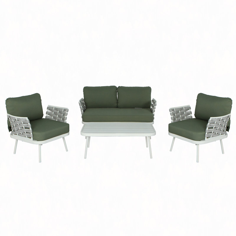 Ensemble de recouvrement en acier 4 pièces, Vert, Blanc cassé