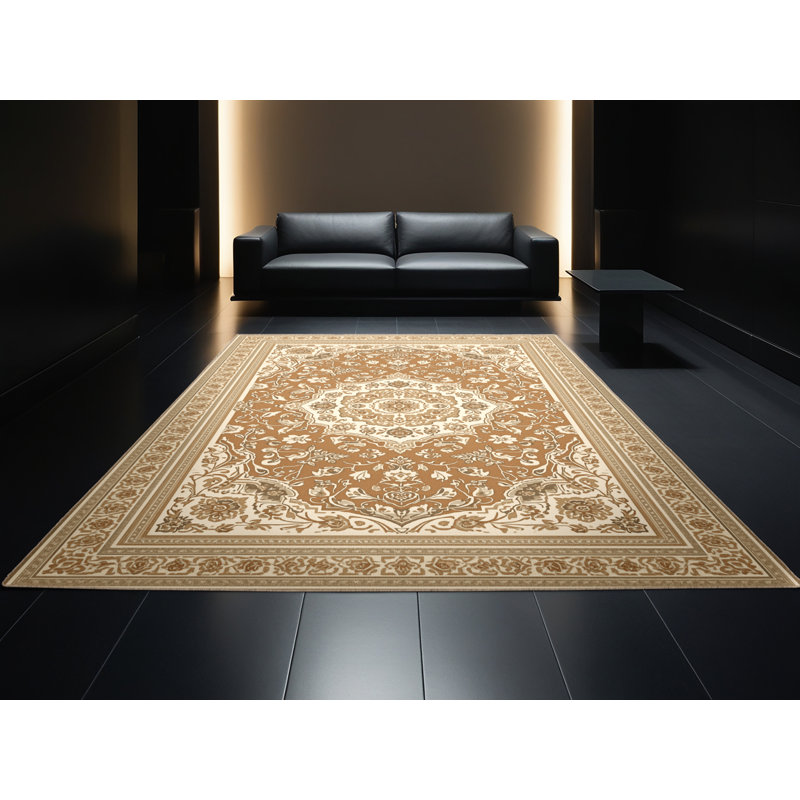 Tapis moelleux moelleux à motif floral classique beige Eichhorn, Carré 4 pi