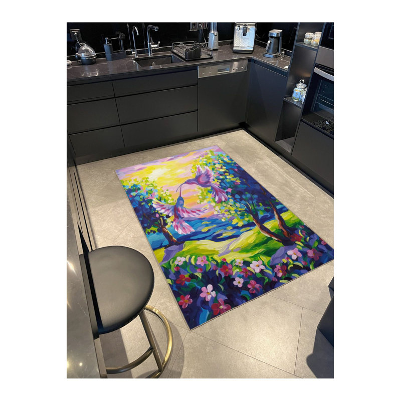 Tapis tissé lavable sur le thème du soleil naturel, Sous-tapis rond 3 pi 3 po inclus