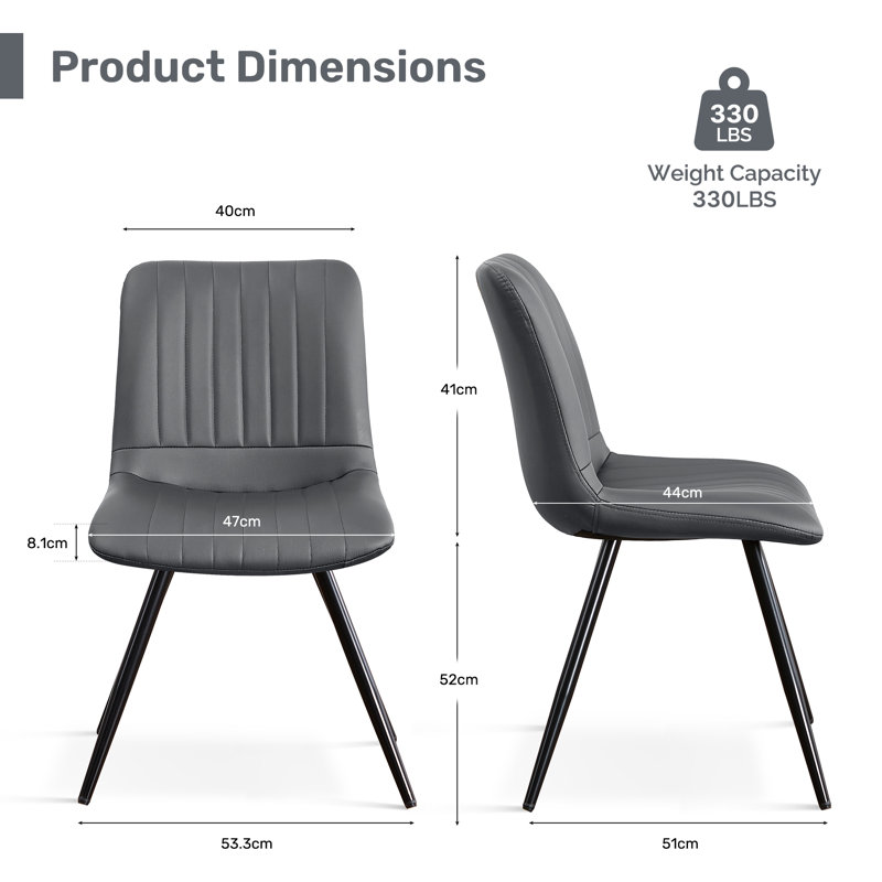 51.99cm H Upholstered Metal Side Chair, 4, Dark Gray