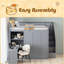 Lit mezzanine double avec garde-robe, bureau et tablettes-414554278