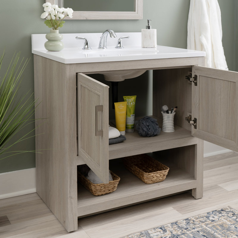 Stovall 30 Inch Vanity With Mirror, Sandstone