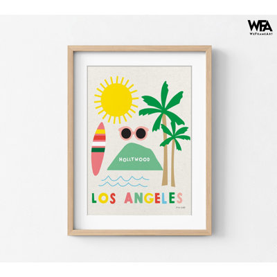 «City Fun Los Angeles» par Ann Kelle, LA, reproduction d'affiche, décor de plage encadrée, art mural de Los Angeles, impression de grande ville, affiche de voyage, art urbain des États-Unis