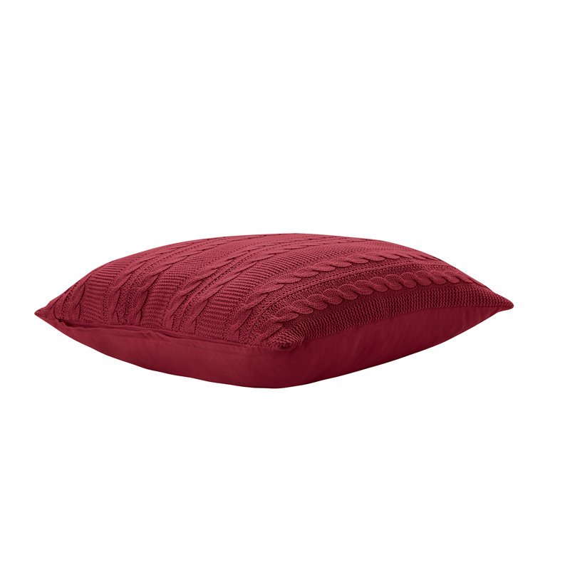 Coussin décoratif en tricot torsadé de 18 po x 18 po Dublin, Rouge