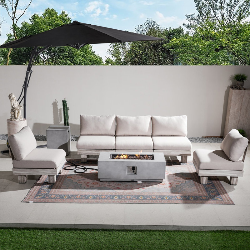Ensemble de conversation modulaire en aluminium pour 5 personnes avec coussins