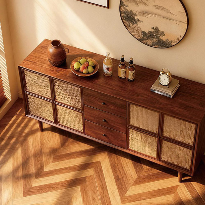 Console Mid-Century moderne en bois massif, H 35,4 po x l 70,9 po x P 15,7 po