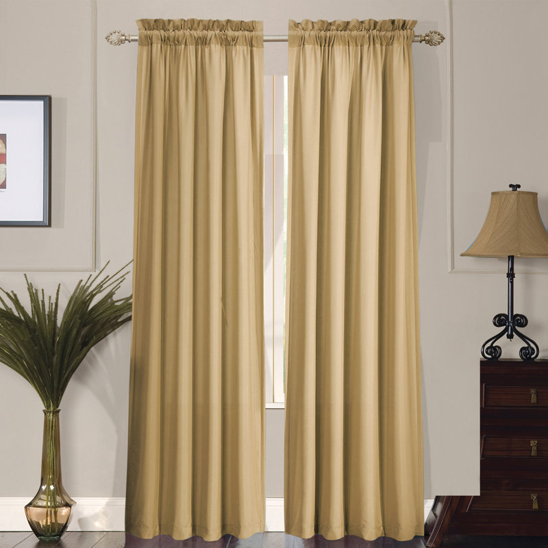 Rideau en microfibre avec passe-tringle, Taupe, L 38 po x L 63 po