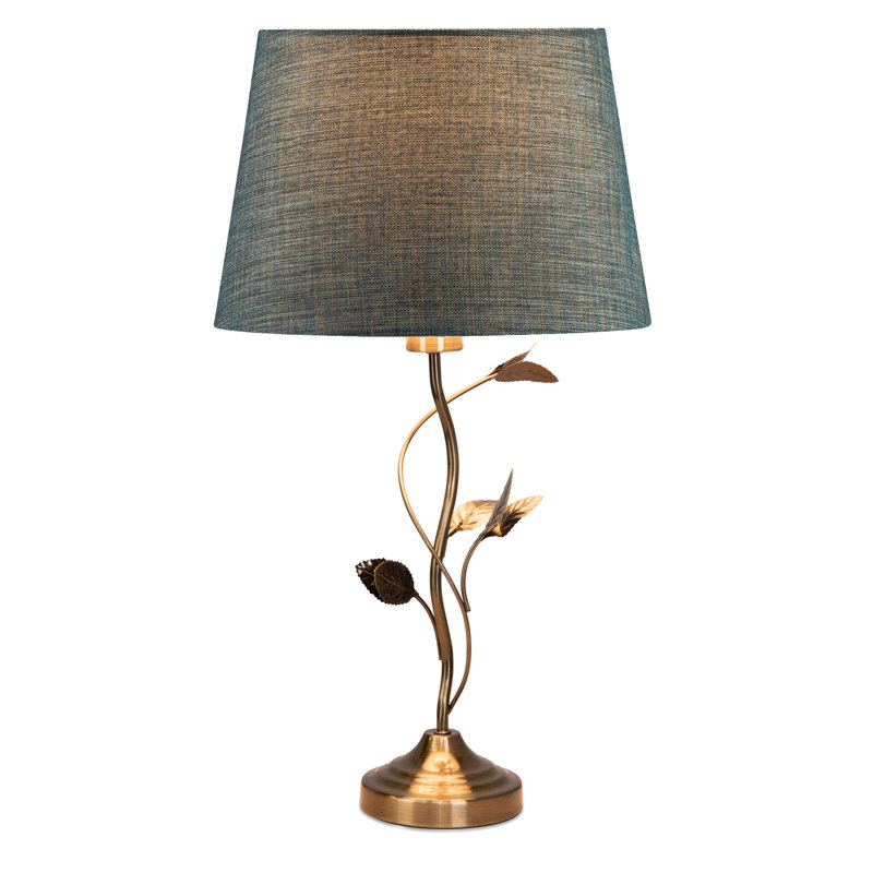 Antique Metal Leaf 59cm Table Lamp, Blue