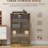 Rustic Brown Media Storage Cabinet - 4 With Adjustable Shelves, Tempered Glass Doors For Player, Receiver, Gaming Console, Electronics, Laptop Storage, Cabinet, Door, Cable Management Electronics And
