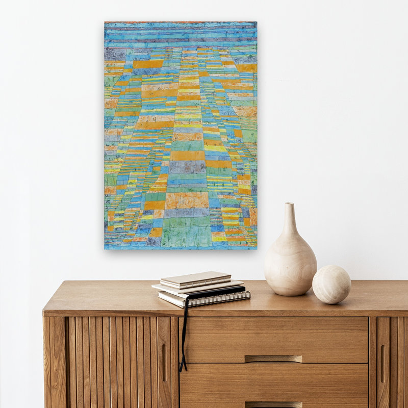 "Route principale et contournement", art mural classique contemporain abstrait, 18" H x 12" W