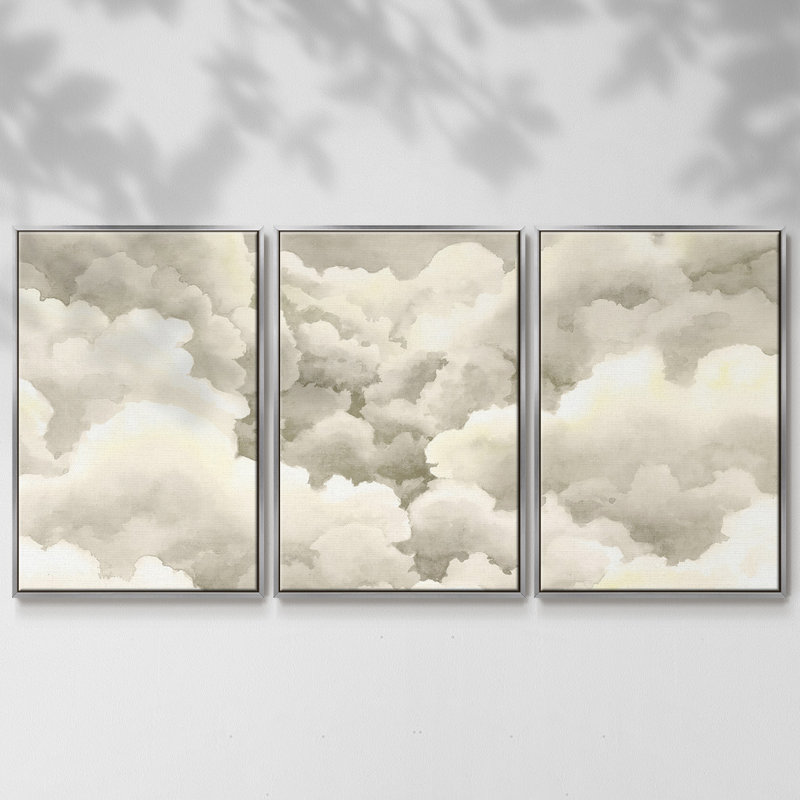 Storm Brew III - Multi Piece Framed Canvas, 36" H x 75" W, Silver Framed