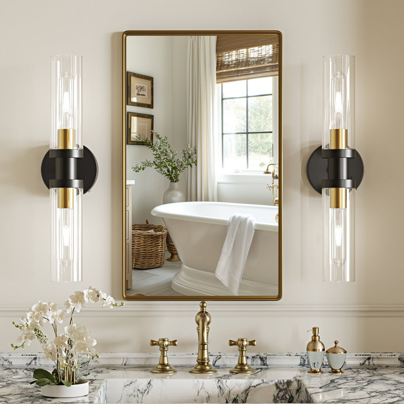 16.5" Rechargeable Wall Sconce with Remote and Bulb Included, Matte Black