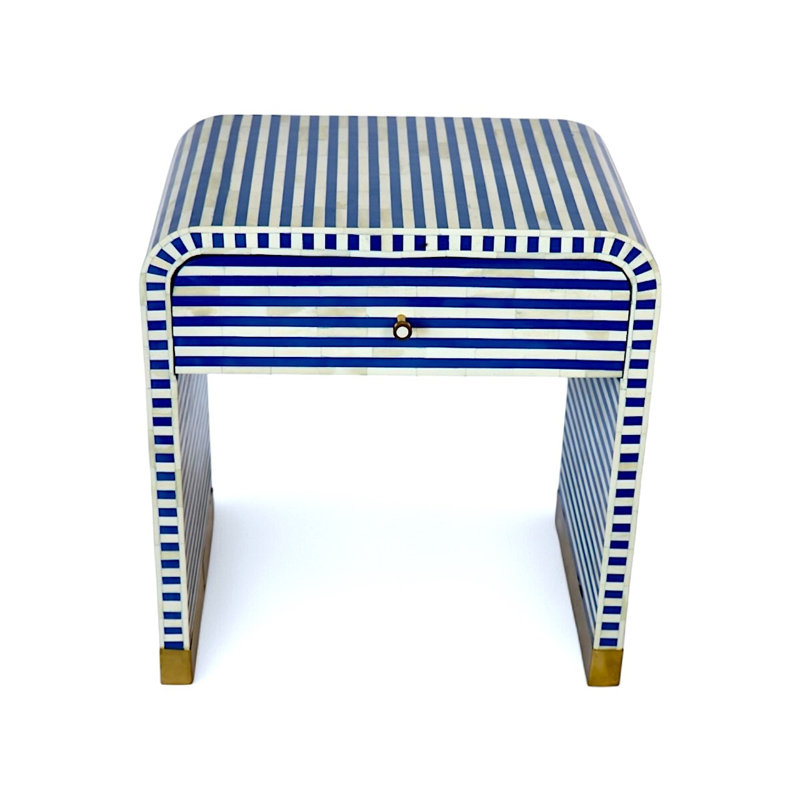 Table de chevet courbée Bone Inlay