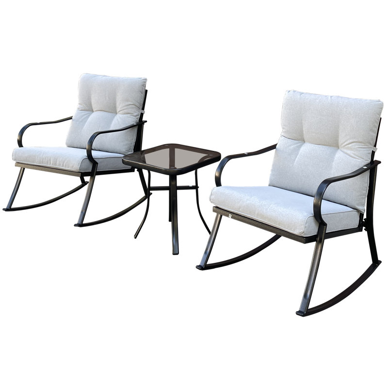 Chaise berçante d'extérieur en métal Ottokar, Blanc cassé