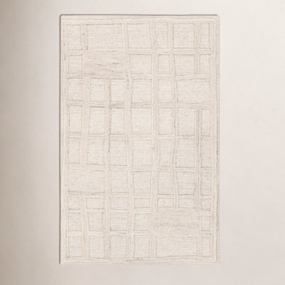 Cream Hand-Tufted Geometric Rug