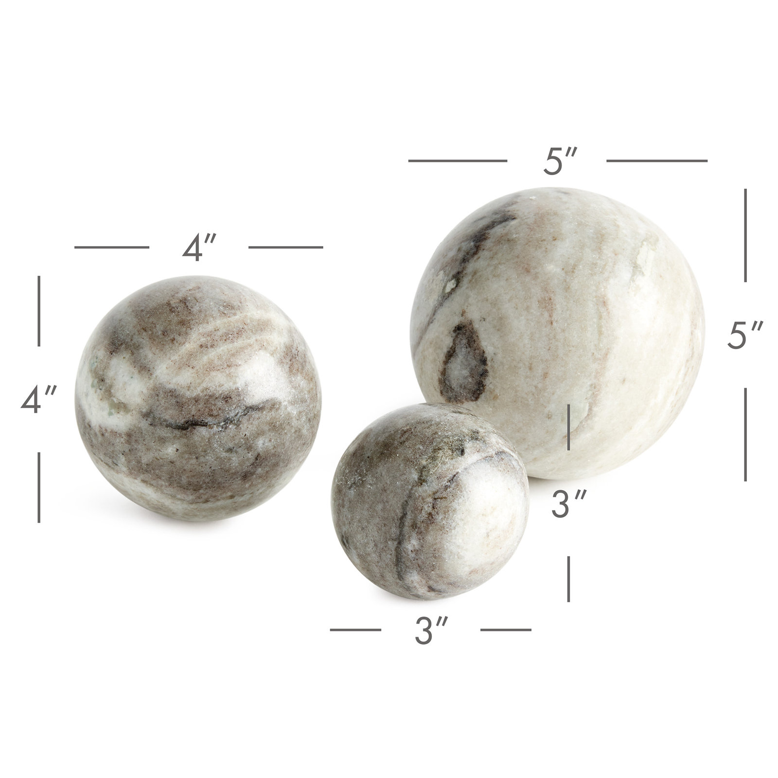 3-Piece Genuine Marble Orbs Vase Filler