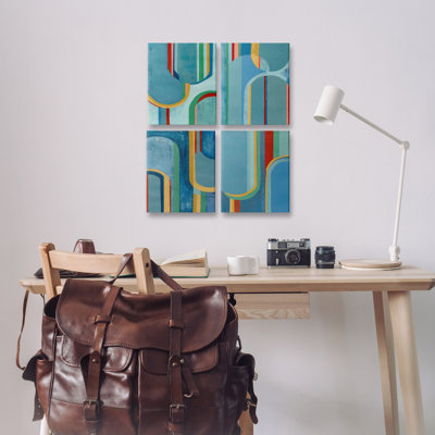  "Blue Wavy Arch Shapes", ensemble de 4 toiles murales par Pippin Schupbach