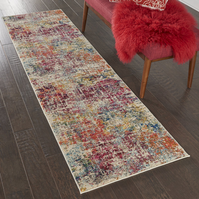 Tapis contemporain contemporain rose, Tapis de couloir 2 pi x 6 pi