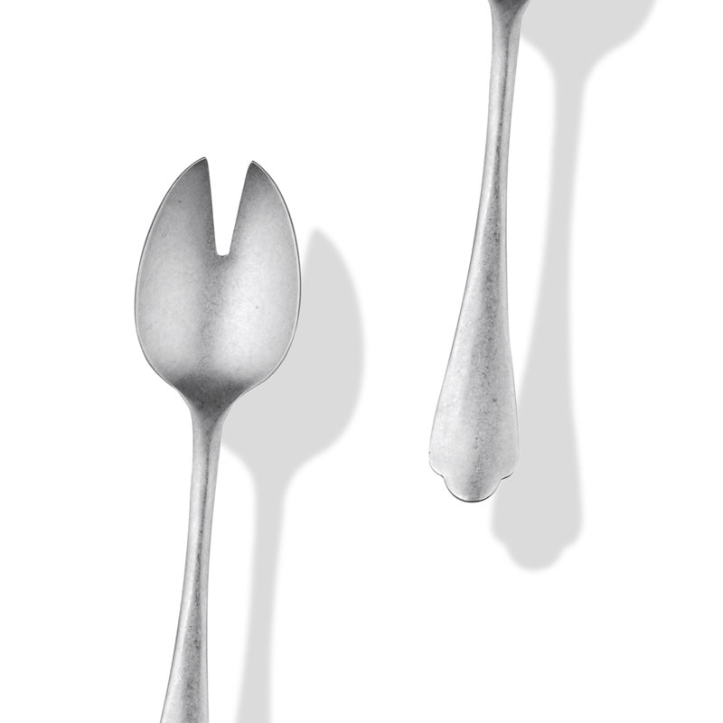 Dolce Vita Stainless Steel Salad Servers, Pewter Silver