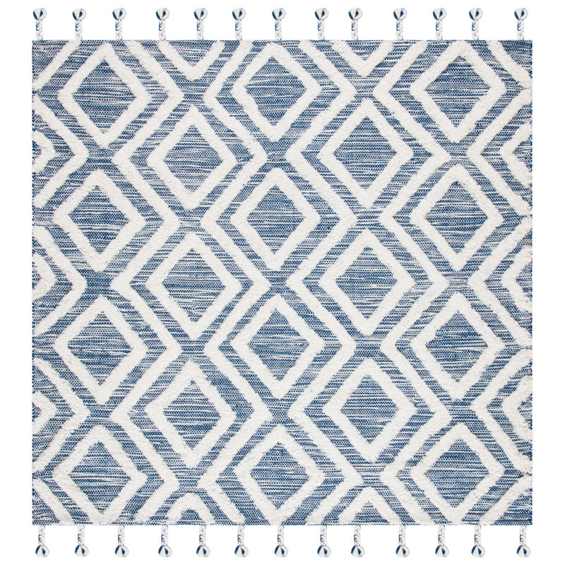 Alimatou Hand Tufted Wool Geometric Rug, Square 7'